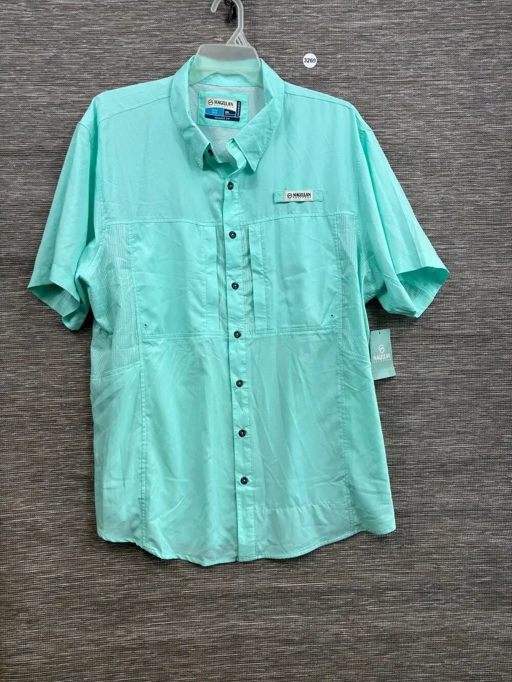 Magellan Outdoors Shirt Mens 2XL Green Short Sleeve Vented Fishing Button Up
